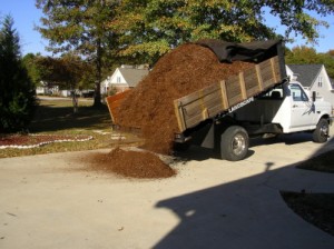 bark mulch being delivered